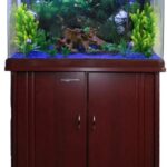 Acuario vidrio curvo Minjiang Mod. R6-810B de 108 litros lujo peces con mueble