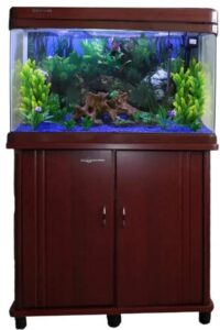 Acuario vidrio curvo Minjiang Mod. R6-810B de 108 litros lujo peces con mueble