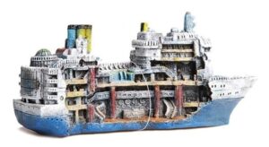 Adorno Penn Plax  Tipo Barco Fantasma 25x10 Cm Acuario Pez Peces