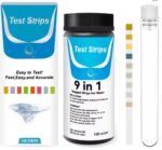 TEST DE TIRAS PARA ACUARIO DE 100 UND 9 en 1, CON TUBO ENSAYO PH_CU_CLORINE_NITRATE_CARBONATE_ALKALINITY_IRON_NITRITE_HARDENES - Imagen 2