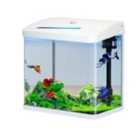 ACUARIO CURVO MOD. T-750F DE 75L SOBO CON SISTEMA DE FILTRACION TAPA Y LUZ